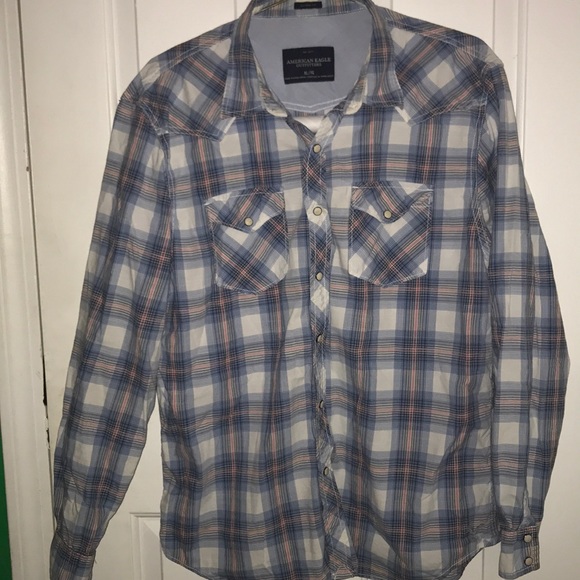 American Eagle vintage fit long sleeve snap button - Picture 1 of 4